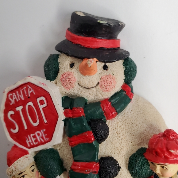 New Creative Enterprise  Vintage (1993) Snowman Crossing Guard Stocking Hanger - Picture 4 of 7